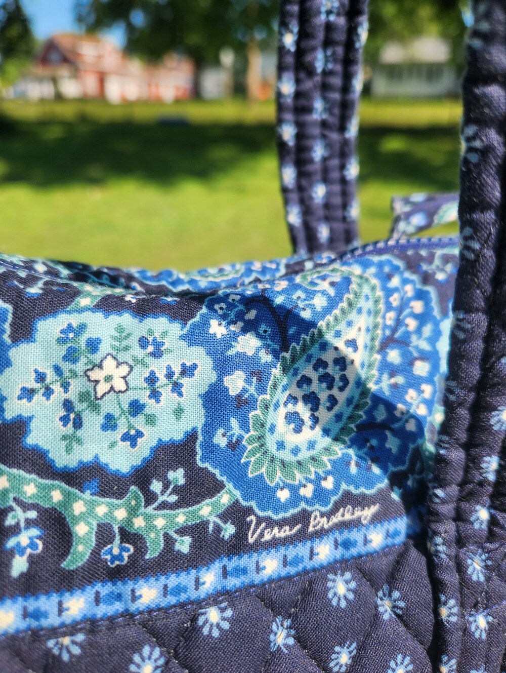 Vera Bradley Tote Bag in the retired Seaport Navy Quilted pattern. - Picture 7 of 13